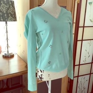 NY&CO 🦋 Aquamarine V-Neck Holiday/Winter Sweater